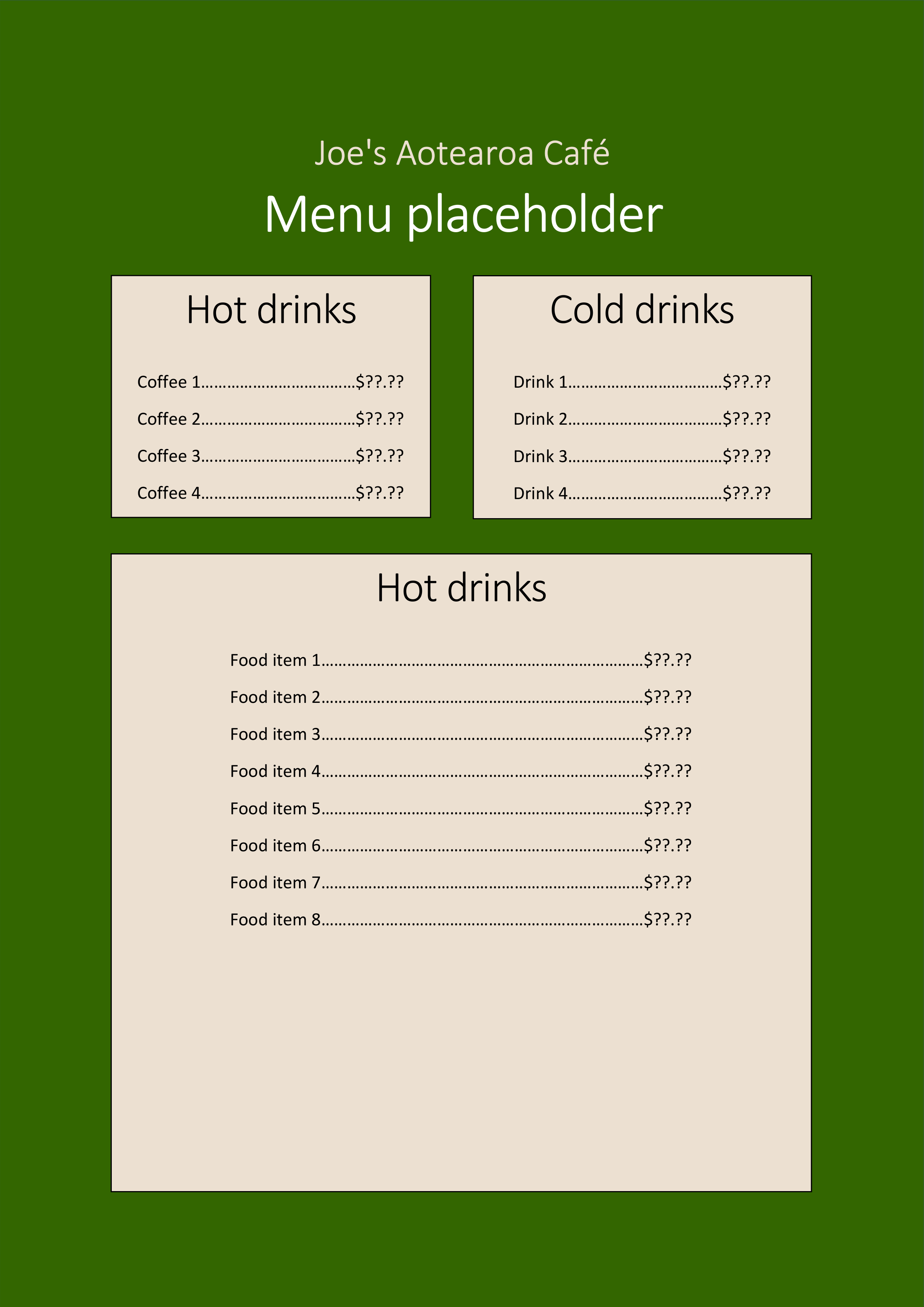 click to open Full menu pdf link